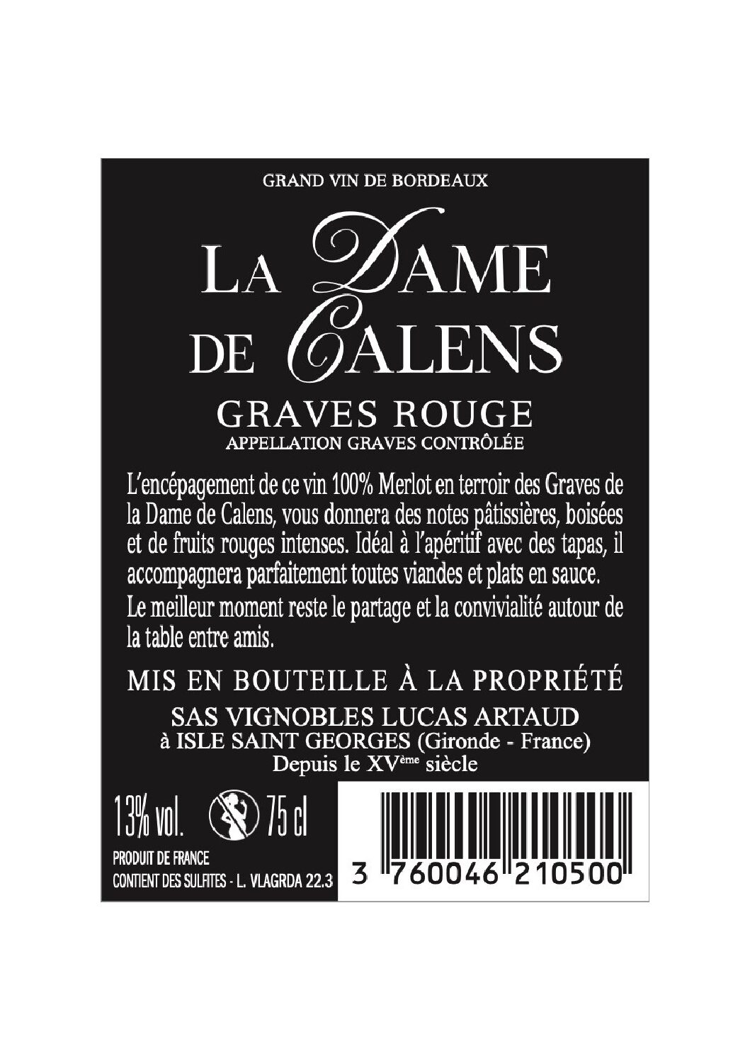 La Dame de Calens - Graves rouge 2022 – Image 2